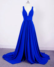 Load image into Gallery viewer, Long Split Bridesmaid Dresses Royal Blue 
