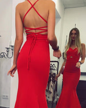 Load image into Gallery viewer, Red Mermaid Prom Dresses Backless
