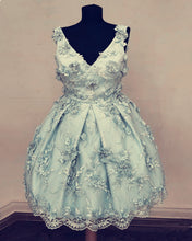 Load image into Gallery viewer, Silver Lace Homecoming Dresses
