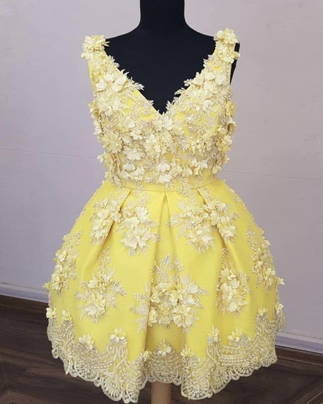 Yellow Lace Homecoming Dresses
