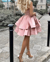 Load image into Gallery viewer, Dust Pink Homecoming Dresses One Shoulder
