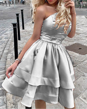 Load image into Gallery viewer, Silver Homecoming Dresses One Shoulder
