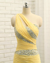Load image into Gallery viewer, One Shoulder Sheath Prom Dresses Sequin Beaded

