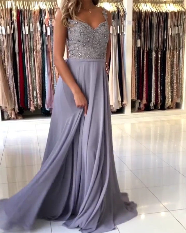Long Chiffon Bridesmaid Dresses V Neck Lace Beaded Long Chiffon Bridesmaid Dresses V Neck Lace Beaded