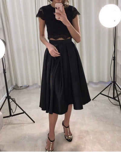 Elegant Black Prom Dresses Tea Length