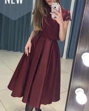Load image into Gallery viewer, Elegant Burgundy Prom Dresses Tea Length

