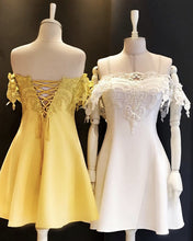 Load image into Gallery viewer, Yellow Homecoming Dresses Lace Off The Shoulder
