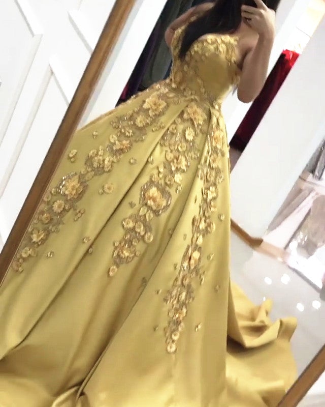 dress with gold embroidery 3D Lace Flowers Satin Ball Gowns Wedding Dresses Sample Wedding Dress Product ID A2507 Product Little Black Day Dress, Italian Size WOMEN:IT36|XXS