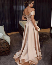 Load image into Gallery viewer, Sexy-Long-Satin-Bridesmaid-Dresses-Pink-Formal-Gowns
