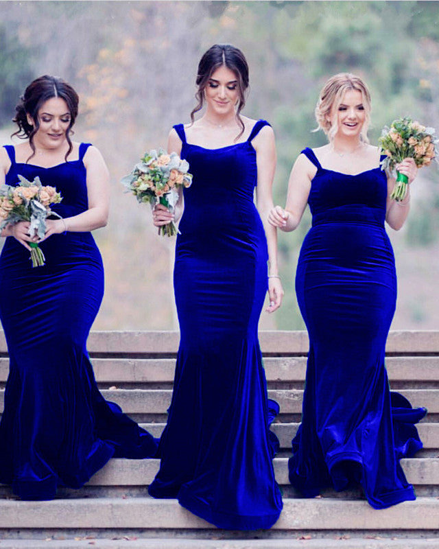 Elegant Sweetheart Mermaid Velvet Bridesmaid Dresses