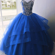 Load image into Gallery viewer, Luxurious Crystal Beaded Bodice Corset Organza Layered Quinceanera Dresses
