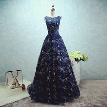 Load image into Gallery viewer, Constellation Style Tulle Navy Starry Prom Dress
