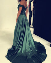 Load image into Gallery viewer, Green Prom Dresses Lace Off Shoulder

