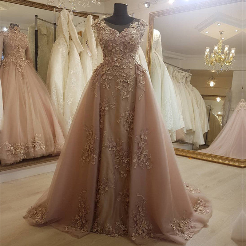 Elegant Champagne Lace Mermaid Evening Gowns Elegant Champagne Lace Mermaid Evening Gowns