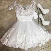 Load image into Gallery viewer, White Lace Homecoming Dresses Pearl Beading-alinanova
