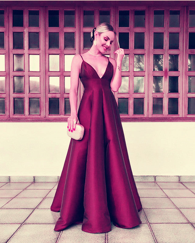 Empire Satin V Neck Prom Dress – alinanova