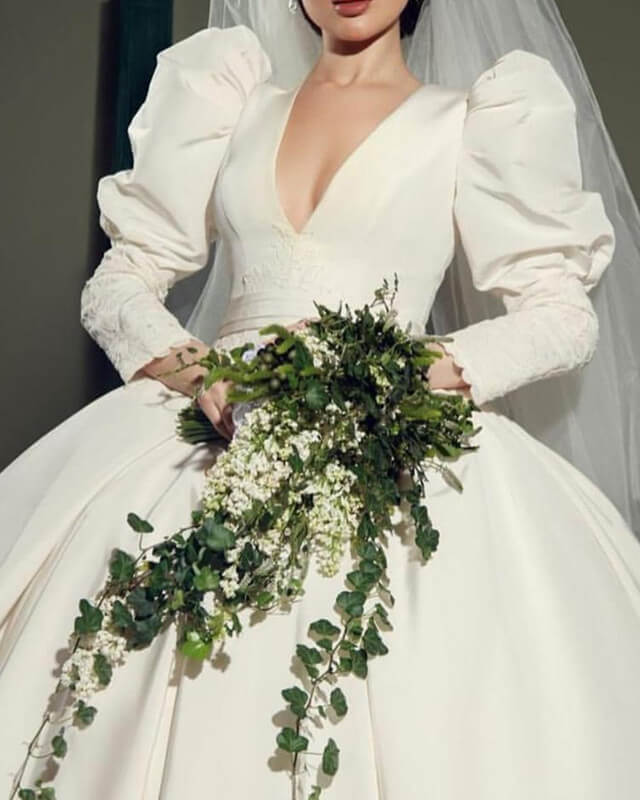 vintage 80s wedding dress Vintage 80s Wedding Dress Satin Puffy Sleeve