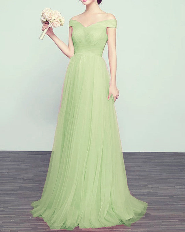 Sexy Long Tulle Bridesmaid Dresses Off The Shoulder  alinanova
