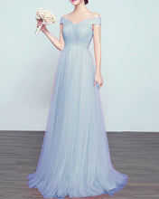Load image into Gallery viewer, Tulle Bridesmaid Dresses Steel Blue
