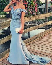 Load image into Gallery viewer, Steel Blue Bridesmaid Dresses Mermaid
