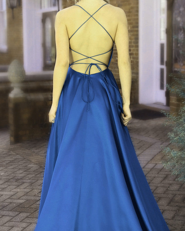 Sexy Bridesmaid Dresses Long Satin Split Gown With Open Back – alinanova