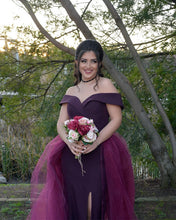Load image into Gallery viewer, Long Satin V-neck Mermaid Bridesmaid Dresses Removable Skirt
