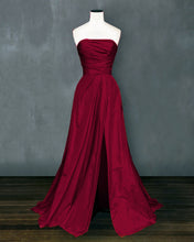 Load image into Gallery viewer, Ruched Top Long Satin Slit Prom Evening Dresses-alinanova
