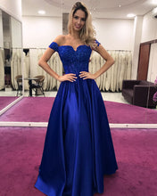 Load image into Gallery viewer, Royal Blue Evening Dress Long Appliques Prom Gown
