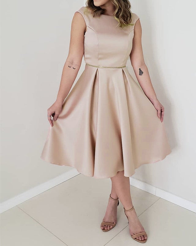 knee length strapless dress Mirror Image Strapless Square Neckline Knee Length Dress Hot Pink main image 0