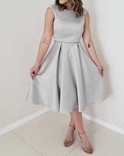 Load image into Gallery viewer, Silver Bridesmaid Dresses Tea Length
