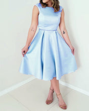 Load image into Gallery viewer, Light Blue Bridesmaid Dresses Tea Length
