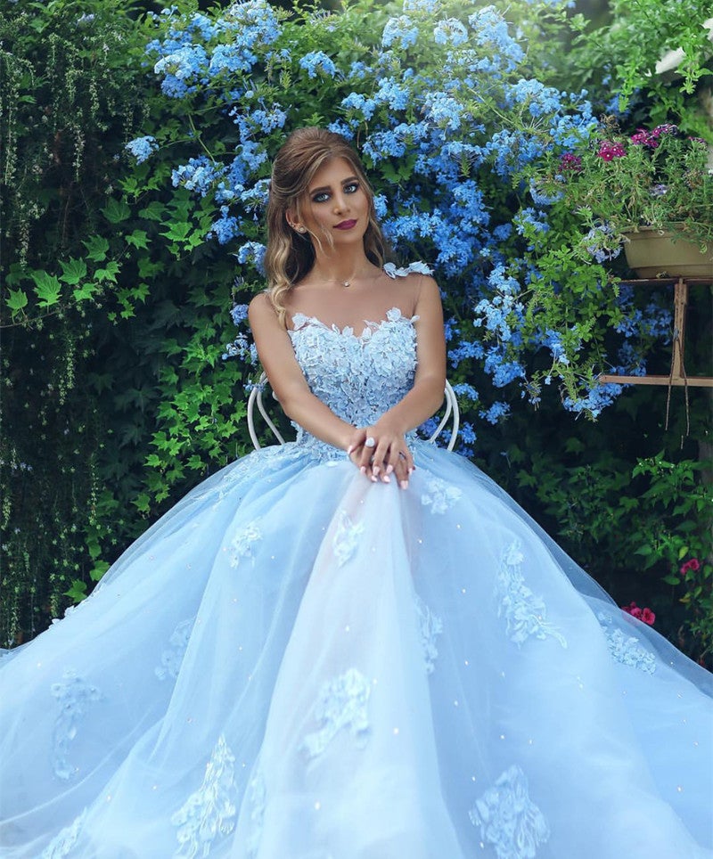A Line Floor Length Tulle Prom Dresses Lace Appliques alinanova A Line Floor Length Tulle Prom Dresses Lace Appliques alinanova
