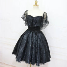 Load image into Gallery viewer, A-Line Off The Shoulder Short Black Lace Homecoming Dress
