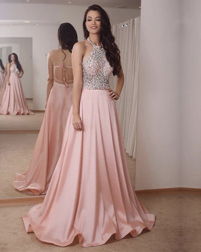 Pink Prom Dresses Halter