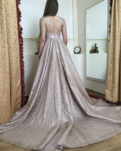 Load image into Gallery viewer, Long Sequin Formal Evening Dresses Rose Gold
