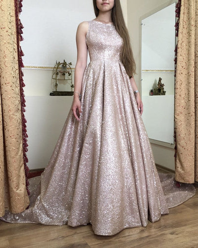Long Rose Gold Prom Dresses 2020