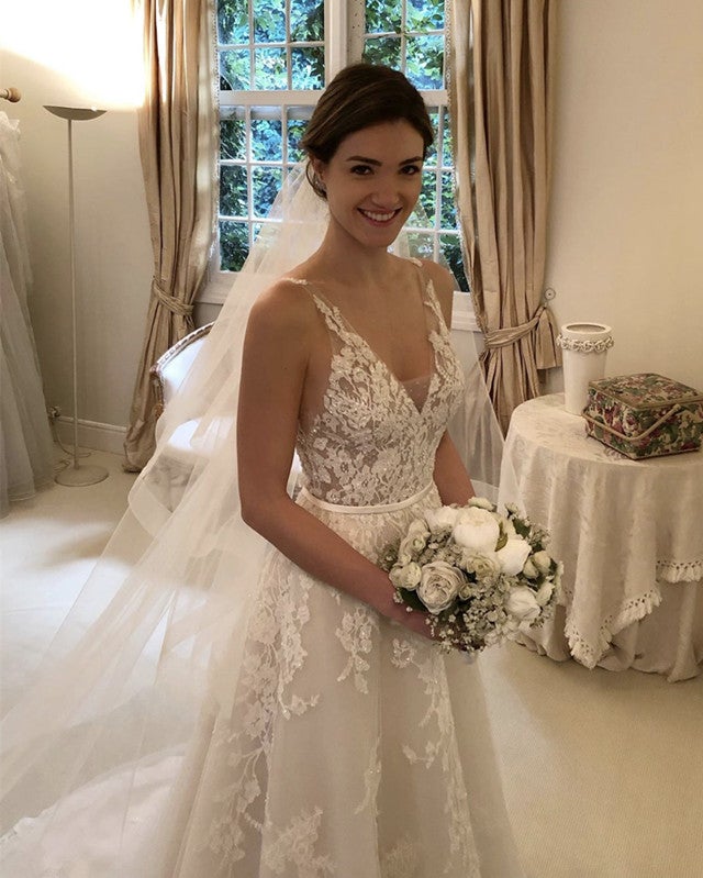 A Line Wedding Dress Lace Appliques