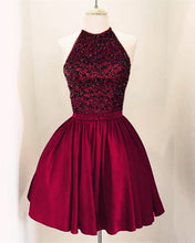 Load image into Gallery viewer, Short-Burgundy-Prom-Homecoming-Dresses-Beaded-Cocktail-Dress
