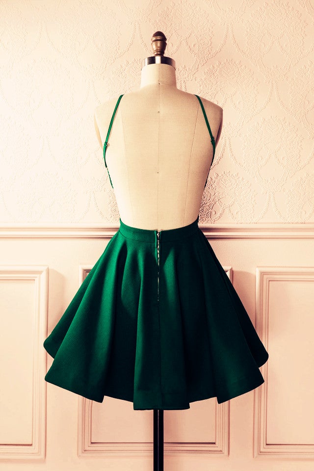 A-line Halter Top Open Back Homecoming Dress Short Satin Prom Gowns alinanova A-line Halter Top Open Back Homecoming Dress Short Satin Prom Gowns alinanova