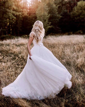 Load image into Gallery viewer, A-line Open Back Organza And Tulle Princess Wedding Dresses With Bow

