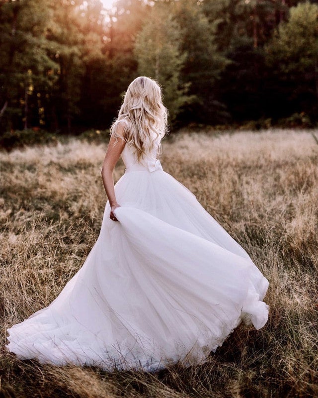 tulle organza dress T192010 Sweetheart Strapless Lace Bodice and Organza & Tulle Wedding Dress with Ruffles