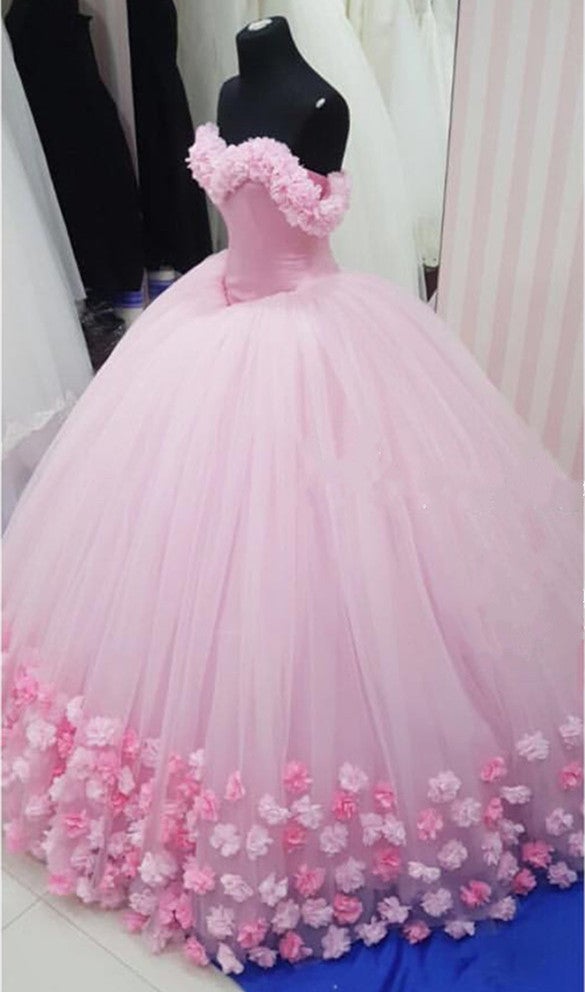 Amazing Pink Tulle Ball Gown Flower Dresses For Wedding Photography ...