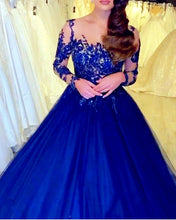Load image into Gallery viewer, Long Sleeves Quinceanera Dresses Blue
