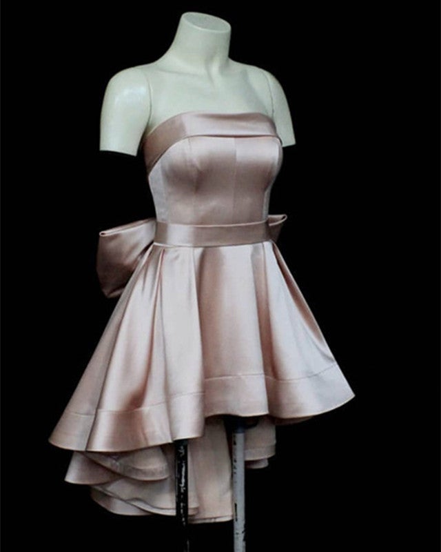 High Low Hem Prom Dresses Short Bow Back Homecoming Dresses – alinanova