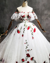 Load image into Gallery viewer, White And Red Wedding Dress
