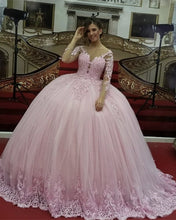 Load image into Gallery viewer, Ball Gown Long Sleeves Quinceanera Dresses Lace Appliques-alinanova

