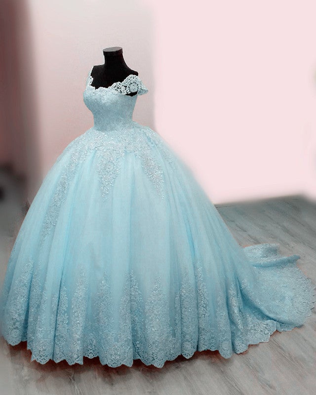 Ball Gown Off The Shoulder Quinceanera Dresses Lace Appliques – alinanova