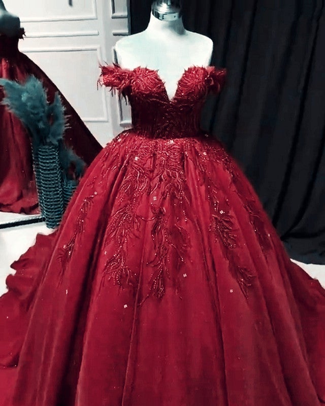 red off the shoulder quinceanera dresses Ball Gown Off The Shoulder Quinceanera Dresses Lace Beaded – alinanova