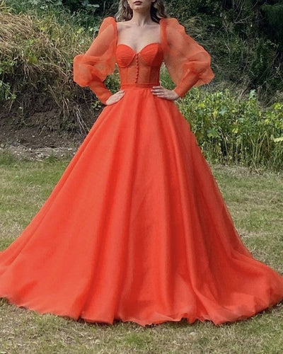 Orange Prom Ball Gown Dresses