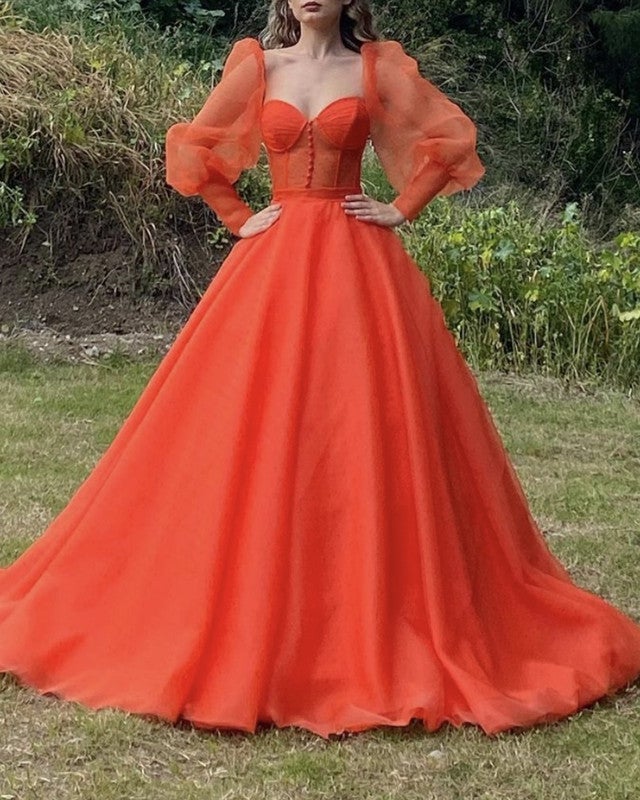 Orange Prom Ball Gown Dresses